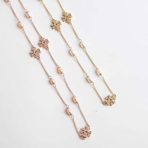 Tory Burch Gold Kira Pearl-Chain Necklace - Picture 6 of 10